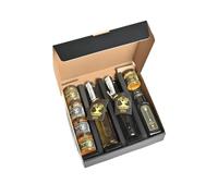 Casa Bonaria Box Degustazione Travel - Olio EVO Italiano 100 ml, Mirto Rosso e Bianco di Sardegna 100 ml, Miele Artigianale 5x40g, Idea Regalo Gourmet