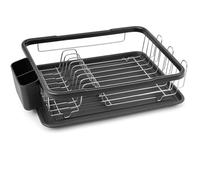 Casa & Casa Scolapiatti cromato, portaposate rimovibile, supporto per tazze e bicchieri e vassoio antigoccia, scolapiatti in acciaio inox con finitura cromata, resistente alla ruggine, durevole e