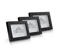 Casa Chic, cornice portafoto in legno, 10 x 15 cm, cornice, confezione da 3, con parte anteriore in vetro e supporti, larghezza 2 cm, stile rustico, colore: marrone rustico, Legno, Black, 6x4" - 3 Pack