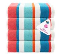 CASA COPENHAGEN Bora Bora - Set Regalo da 4 Asciugamani - Turchese, Asciugamani da Piscina Extra-Large 75x150 cm, 100% Cotone (Set Regalo Estivo Perfetto per Uomini e Donne)