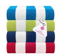 CASA COPENHAGEN Cabana Spiaggia salvietta, Ruvido e Difficile, Presto Asciugatura, per Piscina, Bagno e doccia 76,2x152,4cm, Set di 4 Cotone Spiaggia bagno salvietta - Turchese, Blu reale, Rosa, Verde