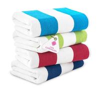 CASA COPENHAGEN Cabana Spiaggia salvietta, Ruvido e Difficile, Presto Asciugatura, per Piscina, Bagno e doccia 76,2x152,4cm, Set di 4 Cotone Spiaggia bagno salvietta - Turchese, Blu reale, Rosa, Verde