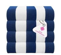 CASA COPENHAGEN Cabana Teli da spiaggia disegnati in Danimarca.Ruvido Resistenti e ad asciugatura rapida, per piscina, bagno e doccia. 76 x 152 cm. Set di 4: Blu reale