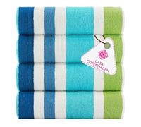 CASA COPENHAGEN Monaco Teli Mare, Resistenti e Durevoli, Asciugatura Rapida, per Piscina, Bagno e Doccia, 76 x 152 cm, Set da 4 Teli in Cotone - Arcobaleno Verde