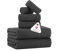 CASA COPENHAGEN Popcorn Textured, Set di asciugamani 6 pezzi - Grigio pino, 550 GSM 2 da bagno 2 per le mani 2 salviette, set regalo di in asciugamani cotone per il bagno, ruvido e resistente