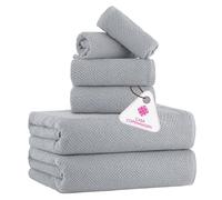 CASA COPENHAGEN Popcorn Textured, Set di asciugamani 6 pezzi - Grigio viola, 550 GSM 2 da bagno 2 per le mani 2 salviette, set regalo di in asciugamani cotone per il bagno, ruvido e resistente