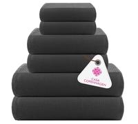 Casa Copenhagen,Set di asciugamani in spugna a nido d'ape 6 pezzi, cotone,extra large,lussuoso,grigio pino,2 teli da bagno XL,89x178cm, 2 asciugamani grandi, 51 x 79 cm, 2 salviette grandi, 41 x 41 cm