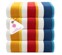 CASA COPENHAGEN Set Regalo da 4 Asciugamani Bora Bora - Giallo, Asciugamani da Piscina Extra-Large 75x150 cm, 100% Cotone (Perfetto Set Regalo Estivo per Uomini e Donne)