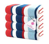 CASA COPENHAGEN Teloni mare Bora Bora, progettati in Danimarca, robusti e resistenti, ad asciugatura rapida, per piscina, bagno e doccia, 76 x 152 cm, set di 4 teli in cotone - Rosso