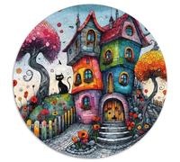 Casa da Fiaba Fantastica Puzzle 1000 Pezzi Puzzle per Adulti Rotondo in Carta Stile Artistico Difficoltà Alta Decorazione Relax