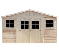 Casa da giardino in legno naturale A246x418x220 cm/8 m²- Magazzino esterno con finestre - Capanno da giardino - Bici, Deposito attrezzi e rimessa TIMBELA M332