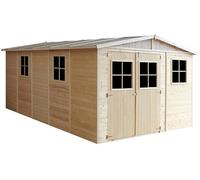 Casa da giardino in legno naturale CON PAVIMENTO IMPREGNATO A226x516x324 cm/15 m²- Magazzino esterno con finestre - Capanno da giardino - Bici, Deposito attrezzi e rimessa TIMBELA M337