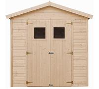 Casa da giardino in legno naturale CON PAVIMENTO IMPREGNATO H228x222x233 cm/4,08 m²- Magazzino esterno con finestre - Capanno da giardino TIMBELA M351+M351G