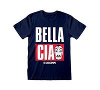 Casa de Papel - Casa di Carta Tshirt Navy Stampa Frontale Bella Ciao Prodotto Ufficiale 100% Originale Netflix Serie TV Maschera Salvador Dalì Maglia Maglietta (M)