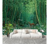 Casa Decorazione Interna Fotomurale Junglea di Bambù, Gradini di Pietra, Cervo Sika - Carta da Parati Tessuto Non Tessuto - Verde Carta da Parati Poster 3D Camera dei Bambini Decorazione 250x175 cm