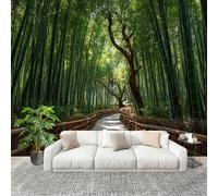 Casa Decorazione Interna Fotomurale Paesaggio Del Sentiero Nella Junglea Di Bambù - Carta da Parati Tessuto Non Tessuto - Verde Carta da Parati Poster 3D Camera dei Bambini Decorazione 400x280 cm