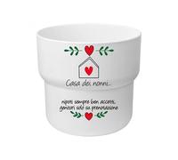 "Casa dei Nonni Nipoti sempre ben accetti" Portavasi vasetto Personalizzato Idea Regalo Festa dei Nonni dedica speciale Natale Pasqua Compleanno Decorazioni casa Nonno Nonna 9x10cm PIANTA NON INCLUSA