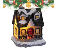 Casa del villaggio di Natale - Figura cottage in miniatura a LED da 6 cm, facile da usare | Illuminazione notturna atmosferica con paesaggio innevato, batteria a cella della casa del villaggio aliment