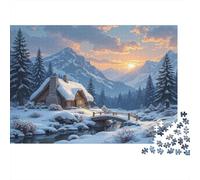 Casa della neve Puzzle 1000 Pezzi In cartone Spesso, Un Tangram Per Enigma Per Lo Stress Relief, Ideale Per Quadro Fai Da Te, Regalo Di Compleanno Perfetto 38x26cm/1000pcs