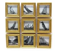 Casa Delle Bambole 9 Vintage Yacht Immagini Dipinti IN Cornice Dorata Miniatura