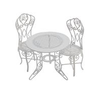 Casa Delle Bambole Bianco Ferro Battuto Bistrò Tavolo Set Miniatura Giardino