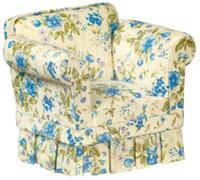 Casa Delle Bambole Blu Cinz Country Poltroncina JBM Miniatura Mobili Soggiorno