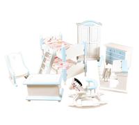 Casa Delle Bambole Blu e Bianco per Bambino Camera da Letto Set Mobili Con a