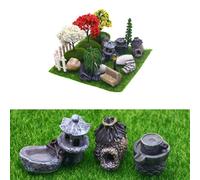 Casa delle Bambole Casa Esterno Fiaba Giardino Decorazione Set con 26 Mini Acces