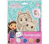 Casa delle bambole di Gabby, personaggio in legno da dipingere con pennello e colori inclusi - Set creativo per bambini per decorare i personaggi della casa delle bambole di Gabby