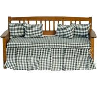 Casa Delle Bambole Giorno Letto Noce Blu Quadri Divano & Cuscini Mobili