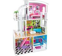 Casa delle Bambole in Legno con Ascensore Grande Casa delle Bambole di Legno con Accessori mobili Piani Inclusi 2-6 Anni Dollhouse 74 x 38 x 112 cm (h)