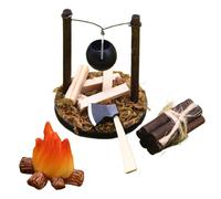 Casa delle bambole in miniatura con falò, modello falò a casa delle bambole - Mobili in miniatura modello falò,Mobili per casa delle bambole con statuetta di fuoco, accessorio per paesaggio in legno