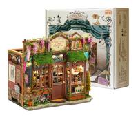 Casa delle bambole in miniatura da montare, giocattolo puzzle con mobili luci LED, puzzle 3D e fermalibri - kit creativo per decorare i tuoi scaffali. Il (senza custodia protettiva)