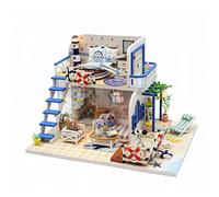 Casa delle bambole in miniatura fai da te Kit di legno con mobili LED Music Model per la decorazione dell'esposizione