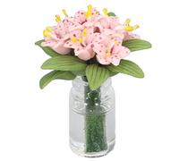 Casa delle bambole in miniatura Fiore di giglio Pianta artificiale Modello Accessori in vaso di argilla rosa per regalo di decorazione domestica per casa delle bambole in scala