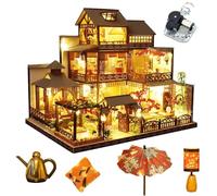 Casa delle bambole in miniatura in stile giapponese retrò con musica, kit per casa delle bambole in legno, fai da te, kit per la creazione di case in miniatura fai da te, scala 1:24