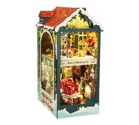 Casa delle bambole in miniatura, kit artigianale a tema natalizio, decorazione creativa per diorama, regalo per adulti e adolescenti, fai da te Booknooks per decorazione domestica mensola