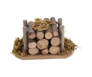 Casa delle bambole in miniatura per casetta delle bambole, set da gioco per legna da ardere, in legno naturale e muschio secco, accessori da cucina in miniatura, inventario nostalgico della casa delle