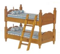 Casa Delle Bambole Legno di Noce Letto a Castello Miniatura 1:12 Bunkbeds da