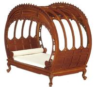 Casa Delle Bambole Letto Doppio Chippendale Noce Vittoriano Mobili Miniatura JBM