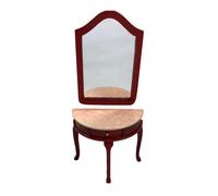 Casa Delle Bambole Mezza Luna Demi Tavolo & Specchio Mogano Marmo Top Sala