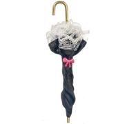 Casa Delle Bambole Ombrello Parasol Vittoriano Nero Accessorio Per Donne