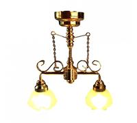 Casa Delle Bambole Ottone Doppio Soffitto Luce Satinato Torta Crust Tonalità LED