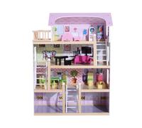 Casa delle Bambole per Bambini a 4 Piani in Legno con Accessori Rosa 60x30x80 cm