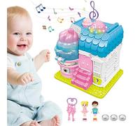 Casa delle bambole per ragazze | Set da gioco per bambini piccoli, principessa, castello magico e danzante, giocattolo musicale, casa delle bambole da sogno, giocattolo rosa, casa delle bambole con n