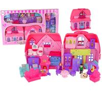 Casa delle bambole rosa in plastica con illuminazione