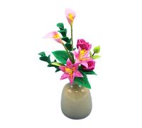 Casa Delle Bambole Rosa Rose Ninfee IN Vaso Fiore Display Miniatura Decoro