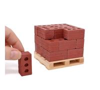 Casa Delle Bambole Rosso Mattoni Su Pino Pallet Reale Cemento 1:6 Scala