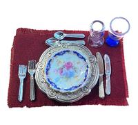 Casa Delle Bambole Royal Blu Cena Place Setting Miniatura Reutter Accessorio