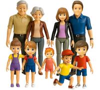 Casa delle bambole, set famiglia pieghevole casa delle bambole - 9 figure snodabili tra cui nonno, nonna, mamma, papà, sorella, fratello, cugini e una bambina - perfetto per giocare a casa delle